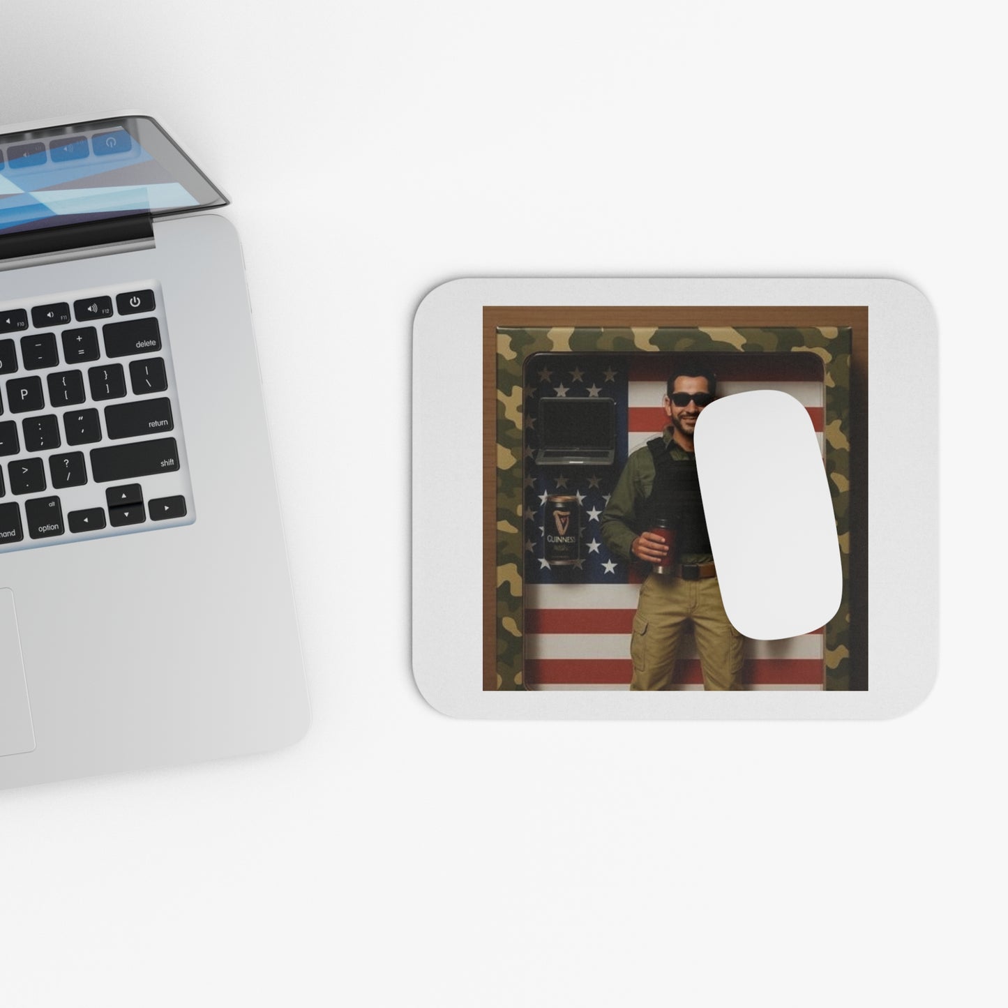 Camouflage Mouse Pad, Military Mouse Mat, Gaming Desk Accessory, USA Patriotic Gift, Office Decor for Vets