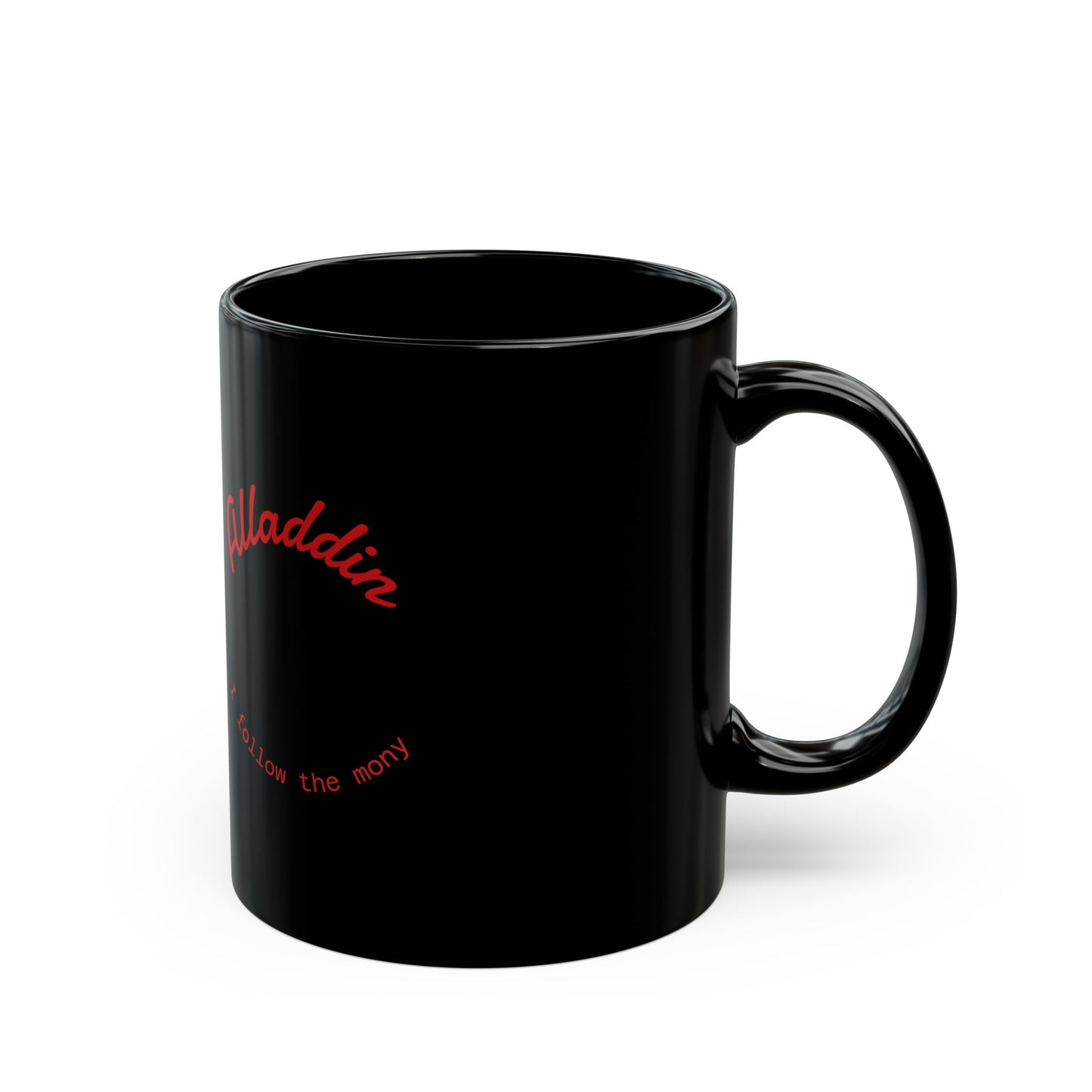 Alladdin Inspired Black Mug, I Follow The Man! Coffee Cup, Gift for Disney Fans, Unique Artwork, Perfect for Reminiscing